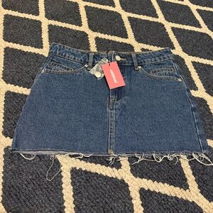 Edikted Blue Frayed Hem Mini Skirt